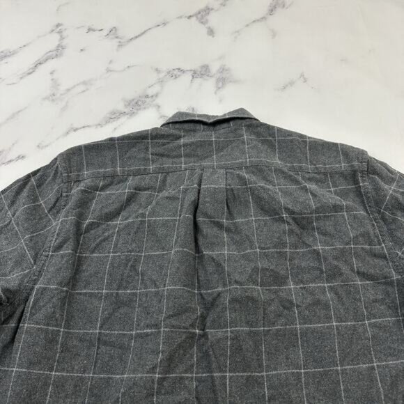 Marine Layer Mens Flannel Shirt Size L Larger Gray Plaid Long Sleeve Button Up - Picture 9 of 12